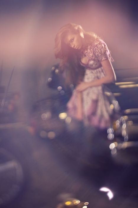 girl with old antique retro classic car