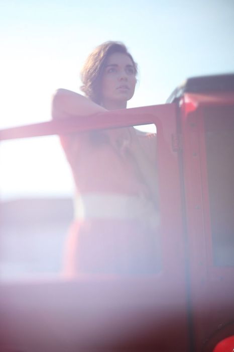 girl with old antique retro classic car