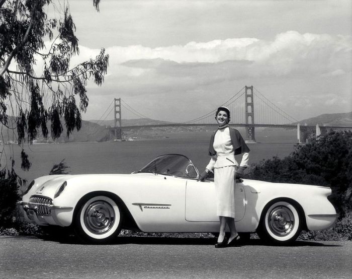 girl with old antique retro classic car