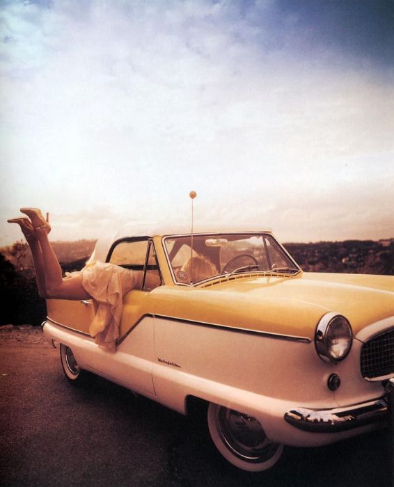 girl with old antique retro classic car