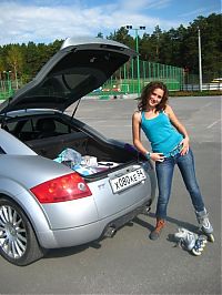 Motorsport models: girl with a car