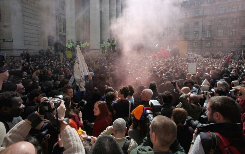 Riots at G20 summit, London, United Kingdom