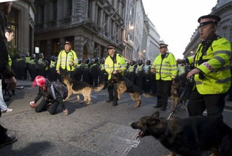 Riots at G20 summit, London, United Kingdom