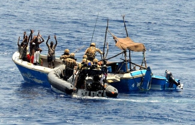 British soldiers and Somali pirates