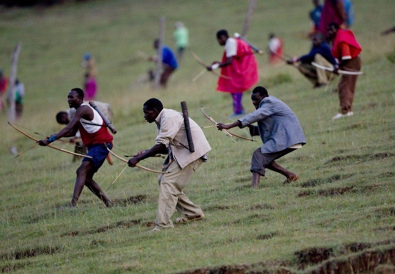 Traditional war event, Kenya, Africa