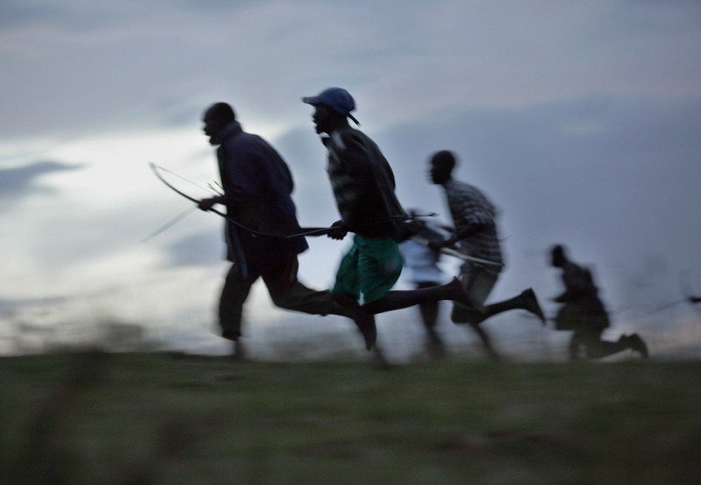 Traditional war event, Kenya, Africa