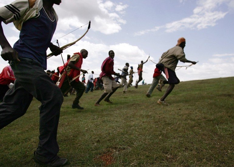 Traditional war event, Kenya, Africa