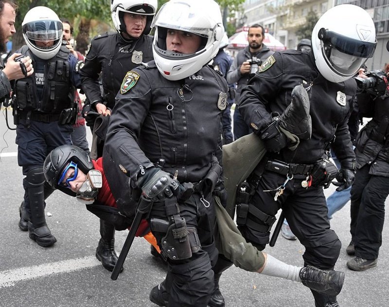 Student  riots in streets of Athens, Greece