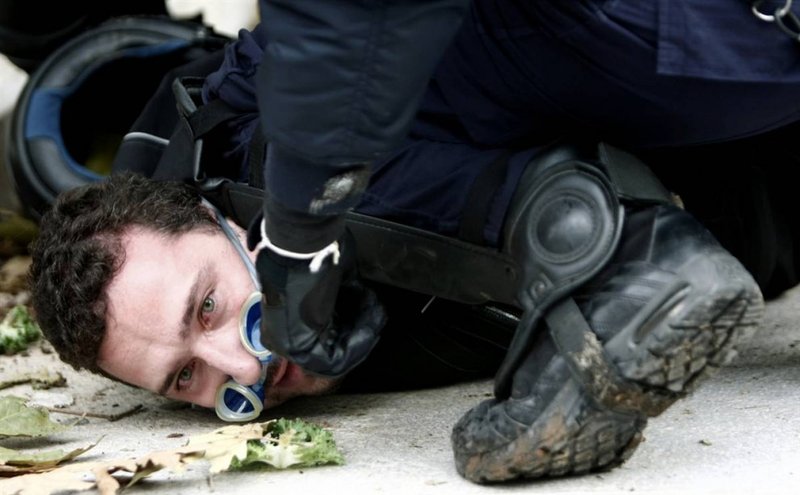 Student  riots in streets of Athens, Greece