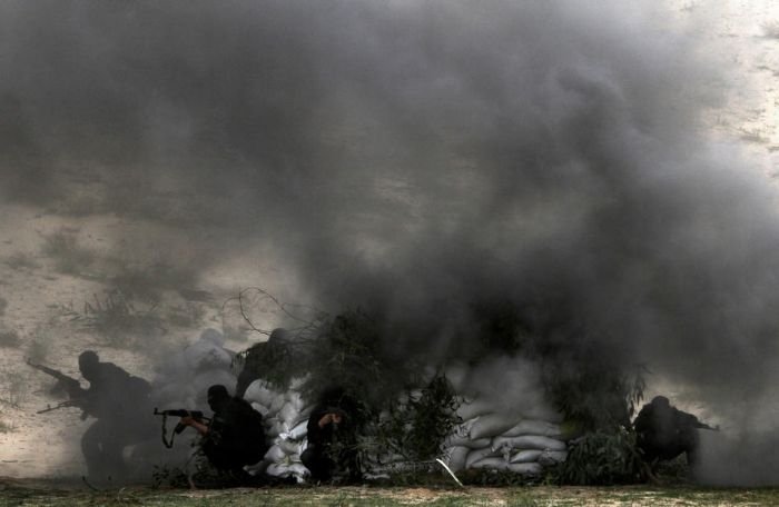 Palestinian militants of Hamas at training, Khan Yunis Gaza Strip