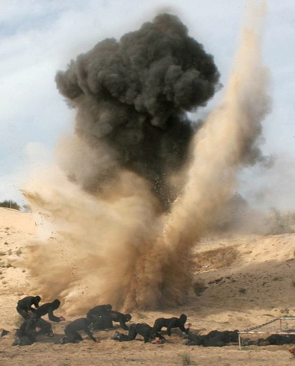 Palestinian militants of Hamas at training, Khan Yunis Gaza Strip