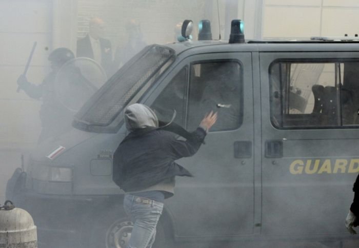 Protesters clashes against Silvio Berlusconi, Rome, Italy