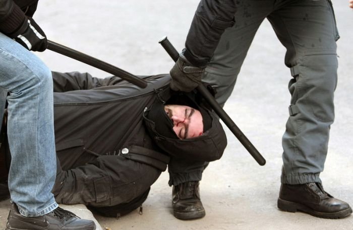 Protesters clashes against Silvio Berlusconi, Rome, Italy