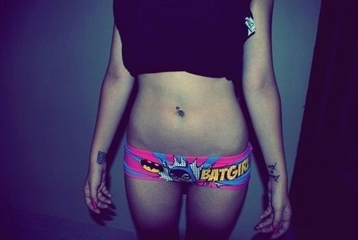 girl wearing superhero panties