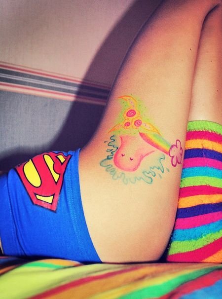 girl wearing superhero panties