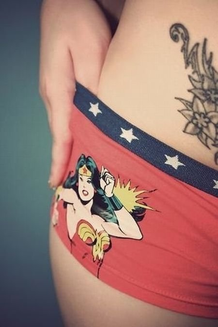 girl wearing superhero panties