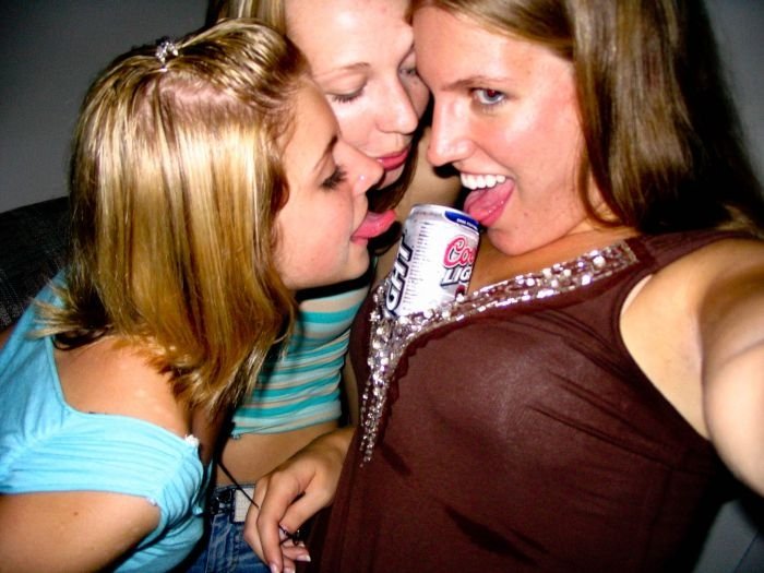 girls drinking from breasts cleavage