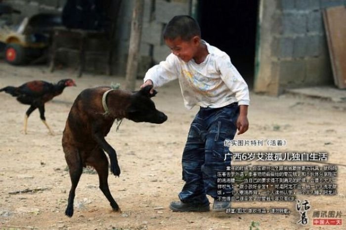 6-year-old boy lives alone, China