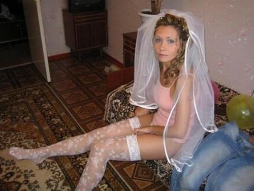 wedding bride caught in lingerie