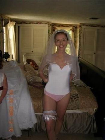 wedding bride caught in lingerie