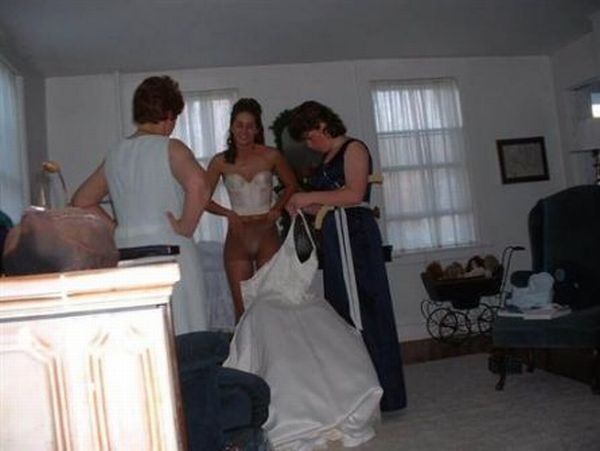 wedding bride caught in lingerie