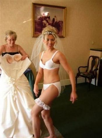 wedding bride caught in lingerie