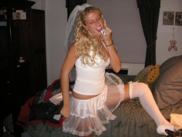 wedding bride caught in lingerie