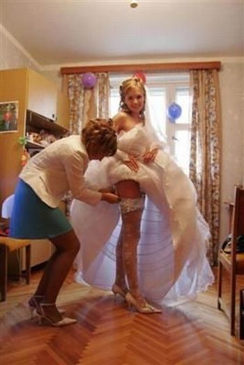 wedding bride caught in lingerie