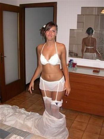 wedding bride caught in lingerie