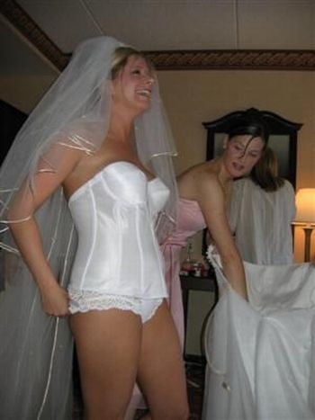 wedding bride caught in lingerie