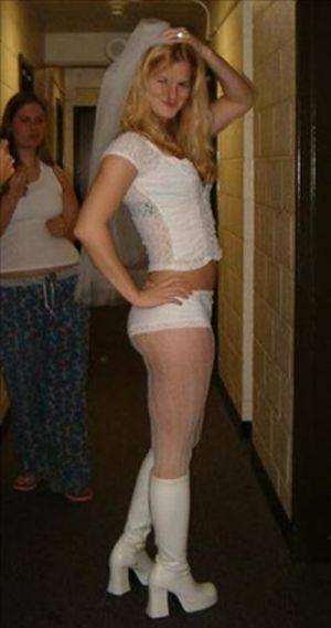 wedding bride caught in lingerie