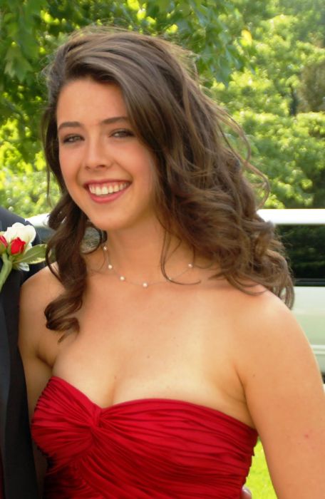girl wearing a red dress