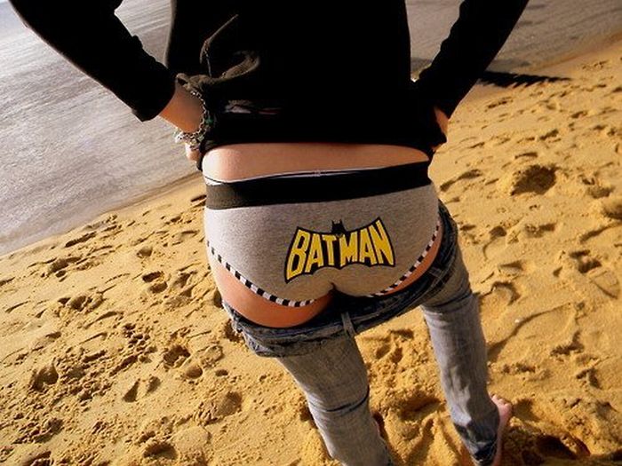 girl wearing superhero panties