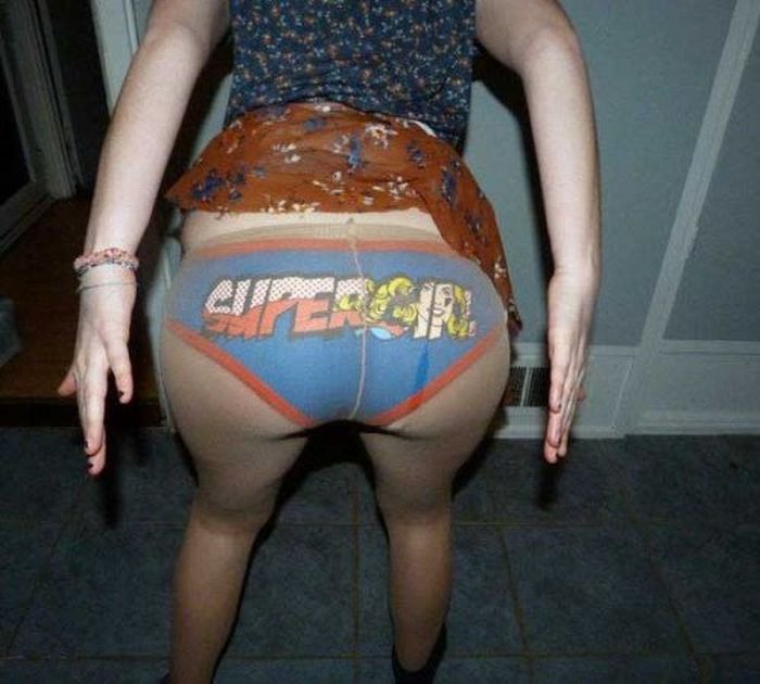 girl wearing superhero panties