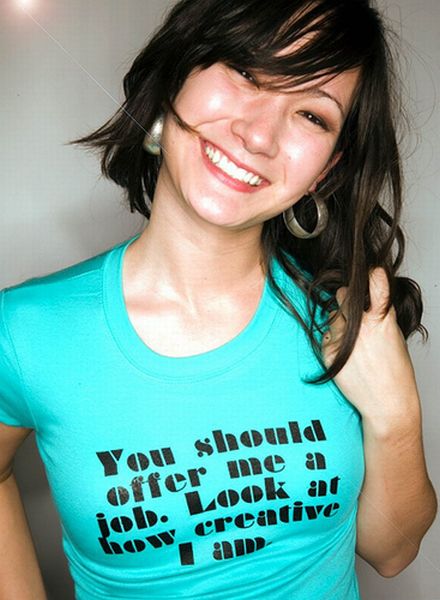 girl with a funny t-shirt