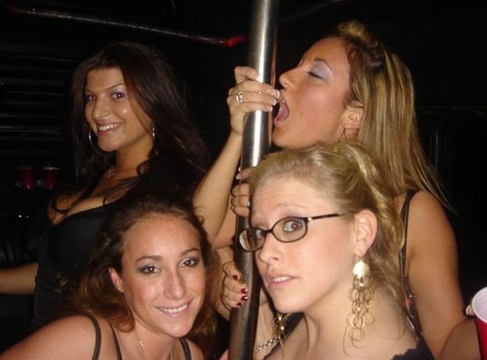 young teen college girls performing a pole dancing solo