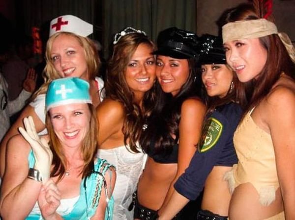 Playboy Mansion halloween party girls