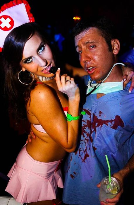 Playboy Mansion halloween party girls