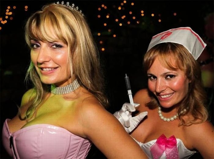 Playboy Mansion halloween party girls