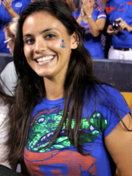 young college girl wearing sport jersey