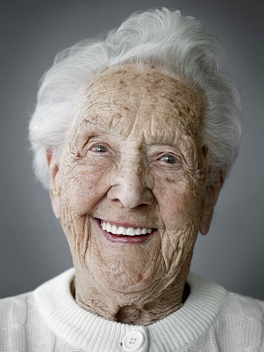 human face showing 100 years of ageing