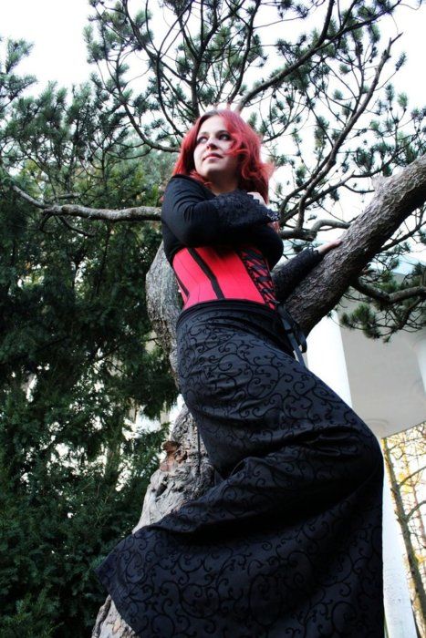 goth girl in trees