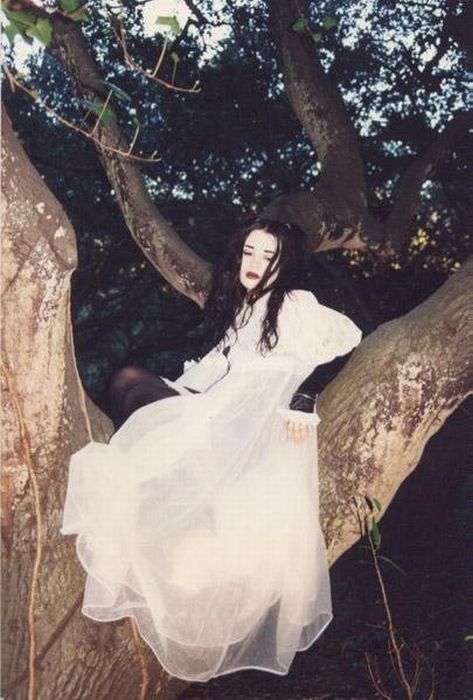 goth girl in trees