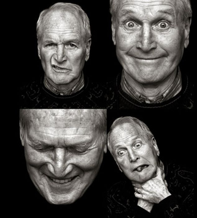 black and white celebrity portrait