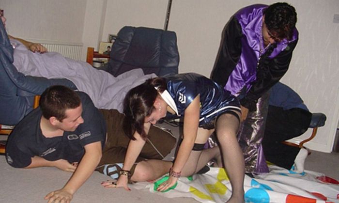 party girls playing twister game