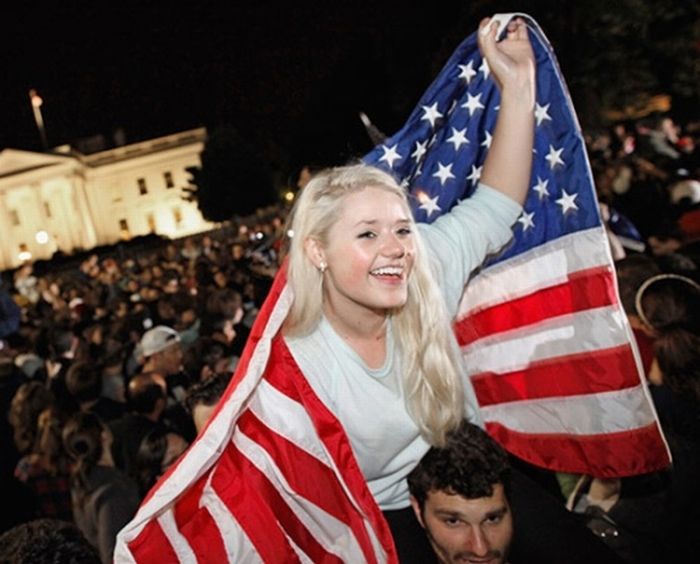 girl with the american flag