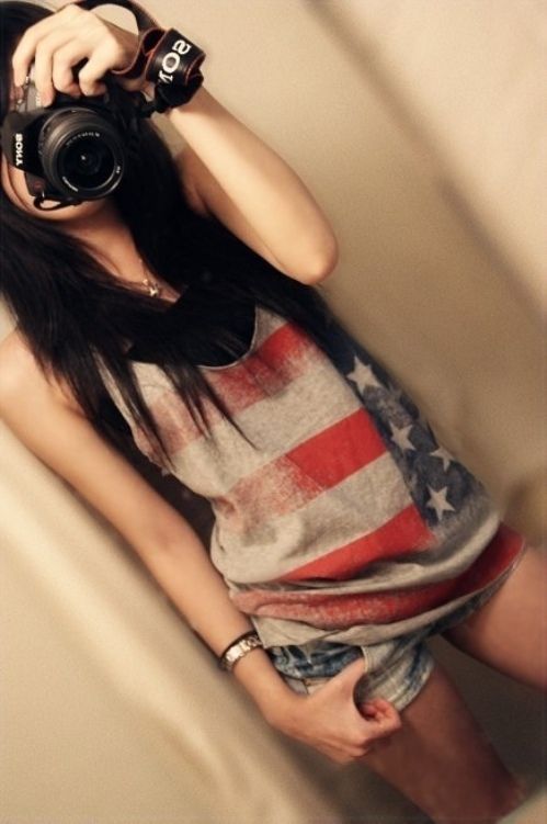 girl with the american flag