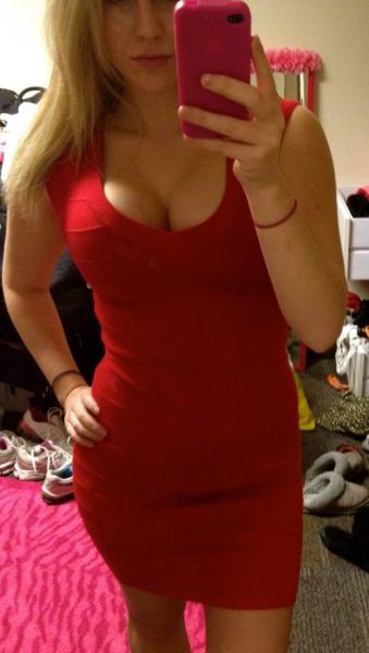 young college girl portrait in skin-tight garment