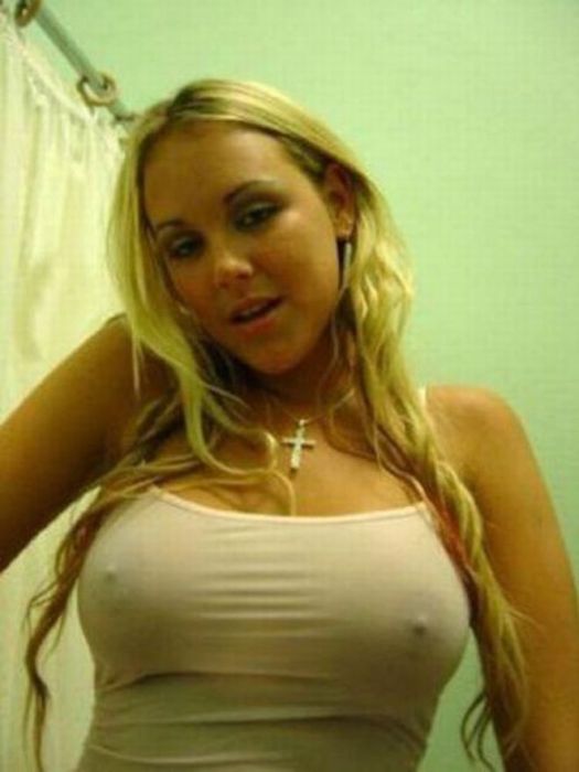 young teen college girl without brassiere