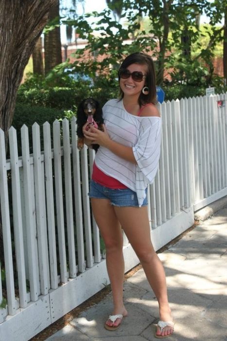 young girl in jean shorts